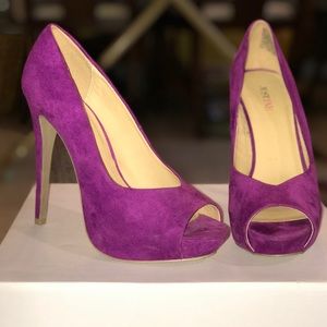 Purple peep toe heel